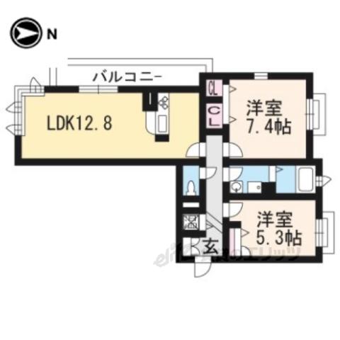 LA CASA PULITA(2LDK/2階)の間取り写真