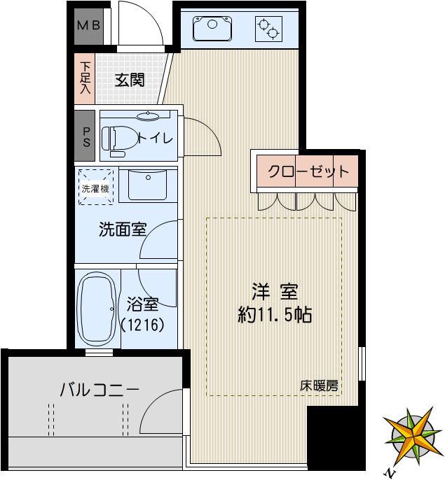リビオレゾン本郷(ワンルーム/9階)の間取り写真