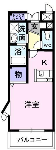 アンソレイエ(ワンルーム/2階)の間取り写真