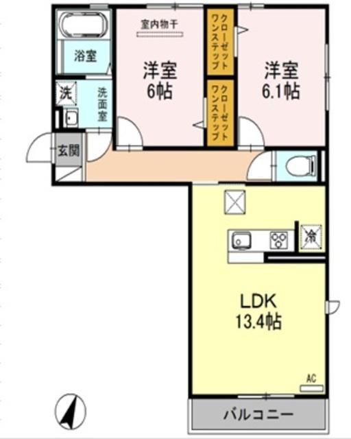 エスポワール Ⅲ(2LDK/3階)の間取り写真