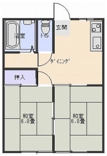 コーポ紫塚F棟(2DK/2階)の間取り写真