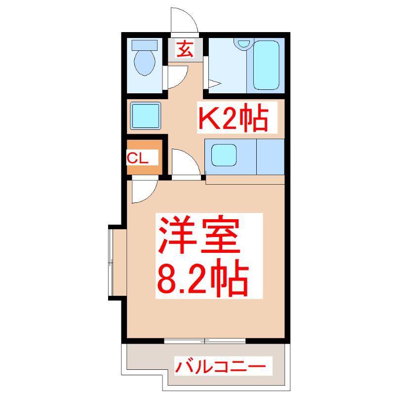 エーデルハイムカシオペア(1K/2階)の間取り写真