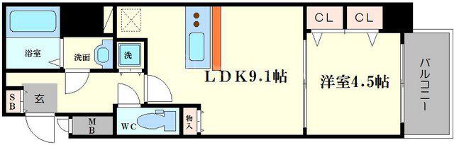 LA DOUCEUR梅田イースト(1LDK/5階)の間取り写真