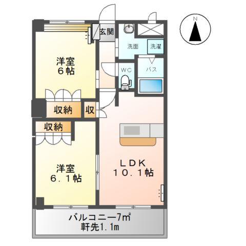 エスポア・コンフォース(2LDK/2階)の間取り写真