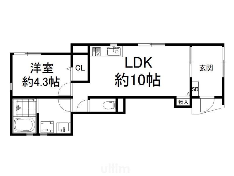 フォレス鳥羽I・II(1LDK/1階)の間取り写真