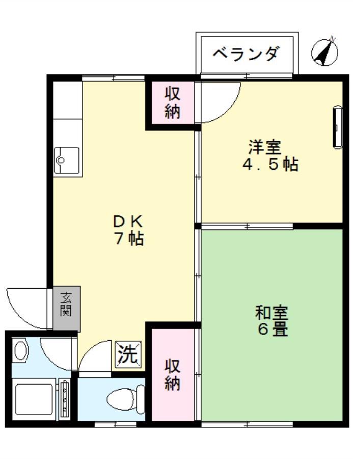 山田コーポ(2DK/1階)の間取り写真