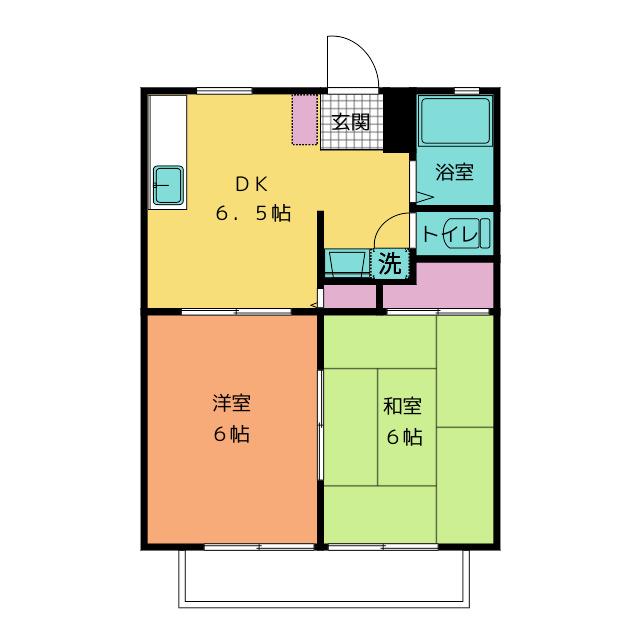 アビニオン(2DK/2階)の間取り写真