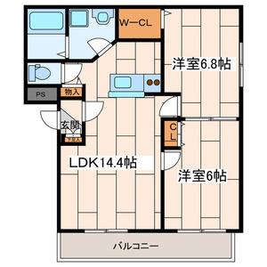 ジュネスエイチエル(2LDK/2階)の間取り写真