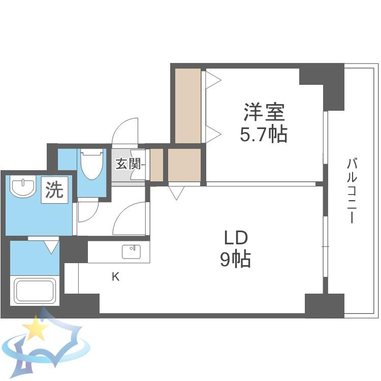 ティアラタワー中島倶楽部(1LDK/26階)の間取り写真