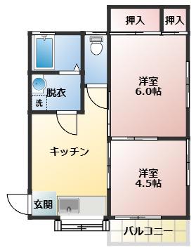 みのりハイツ(2K/2階)の間取り写真