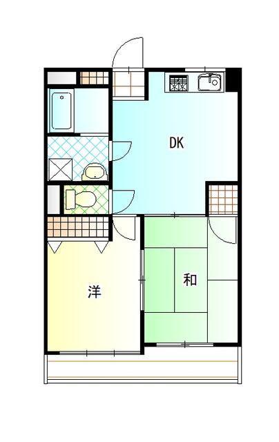ボナールヒルズC館(2DK/2階)の間取り写真