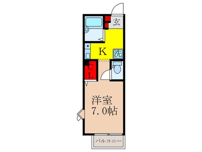 津島ハイツ(1K/2階)の間取り写真