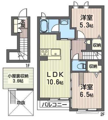 グリナージュ(2LDK/2階)の間取り写真