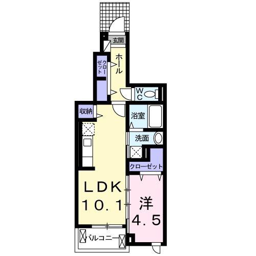 パークサイド・竹浜(1LDK/1階)の間取り写真