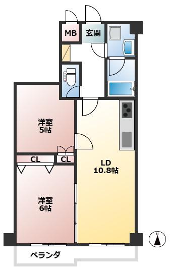 ライオンズプラザ花小金井(2LDK/2階)の間取り写真