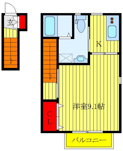 ザ パーク メゾン ノア(1K/2階)の間取り写真