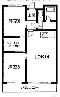 ハイツリバーサイド(2LDK/1階)の間取り写真