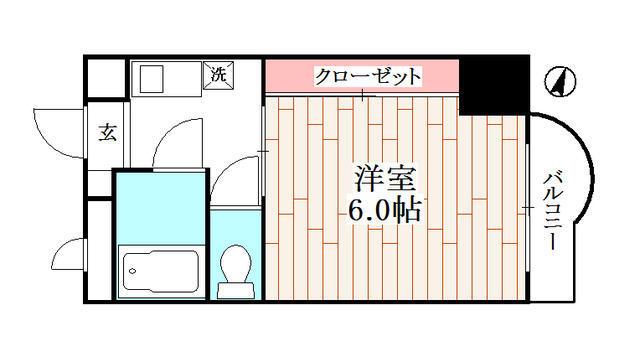 メイプルナイン(1K/2階)の間取り写真
