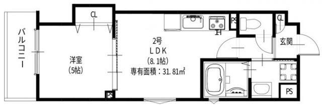 ラモーナ諸福III(1LDK/3階)の間取り写真