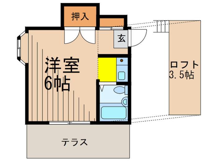 くるみハイツ(ワンルーム/1階)の間取り写真