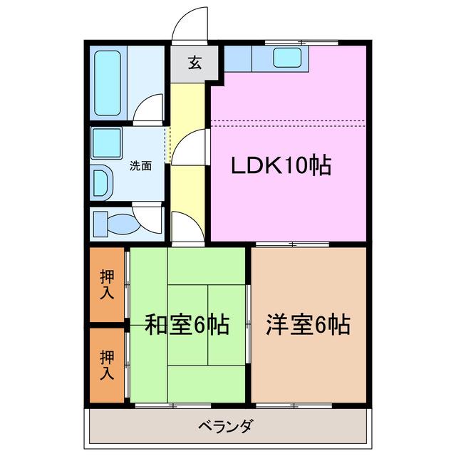 Jハピネス(2LDK/2階)の間取り写真