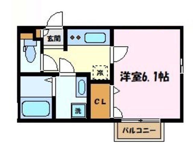 サニーフラット登戸(1K/2階)の間取り写真
