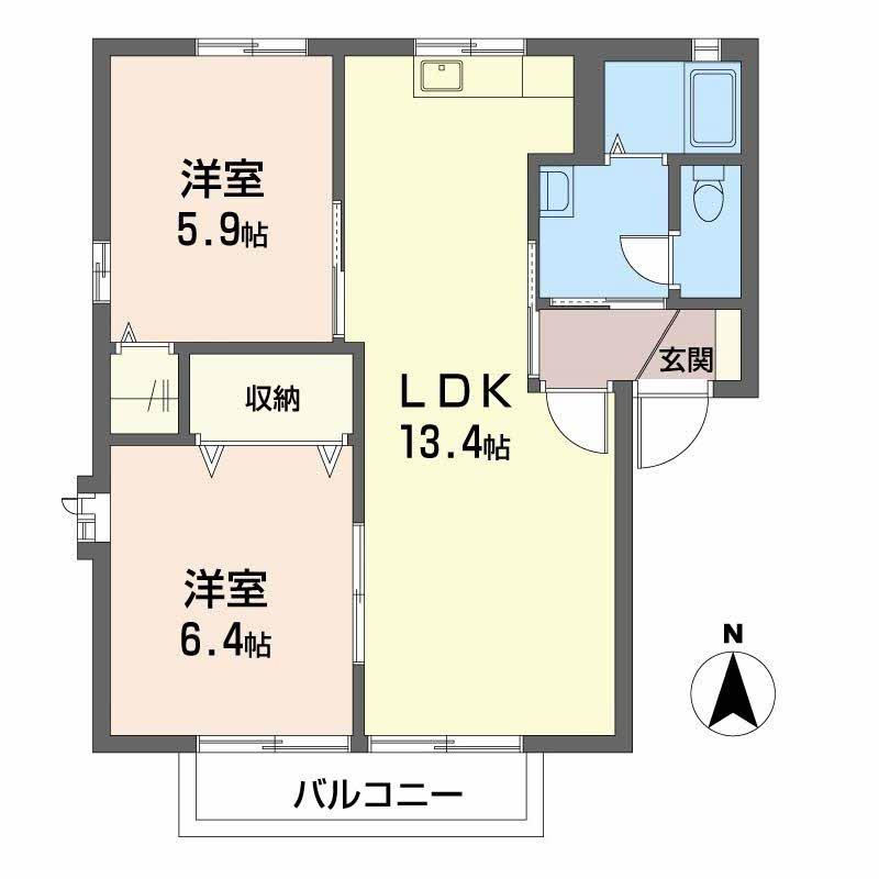 ビューテラス三芳(2LDK/2階)の間取り写真