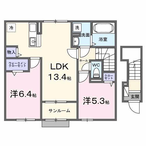 パイオニア 伏(2LDK/2階)の間取り写真