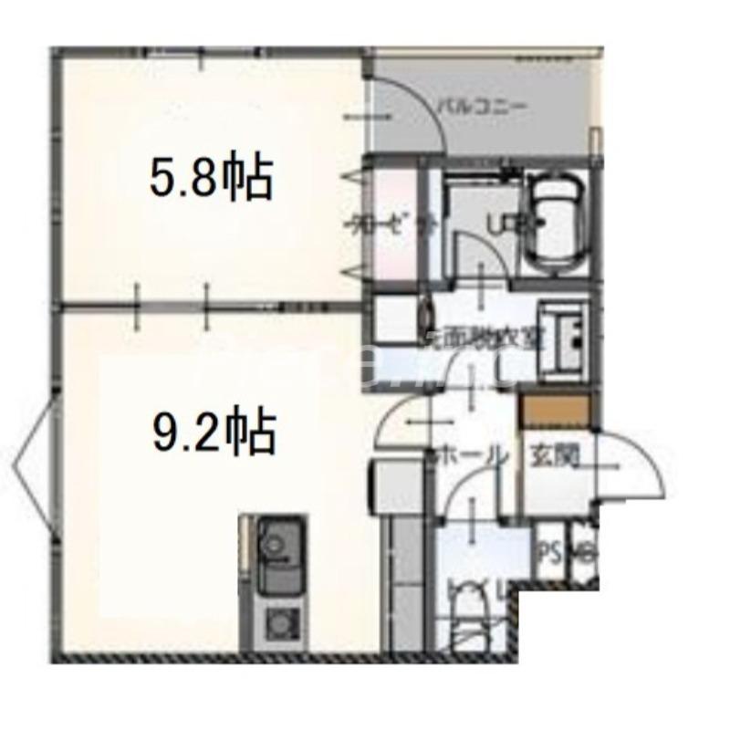  S APT.城北公園通(1LDK/1階)の間取り写真