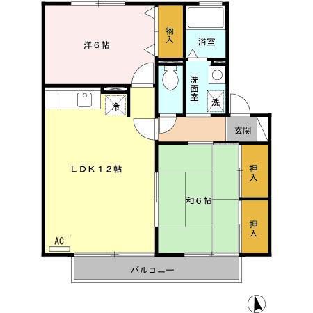 ロイヤルガーデン野口A棟(2LDK/2階)の間取り写真