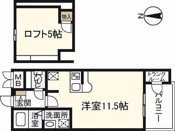 セントヒルズ横川新町(ワンルーム/1階)の間取り写真