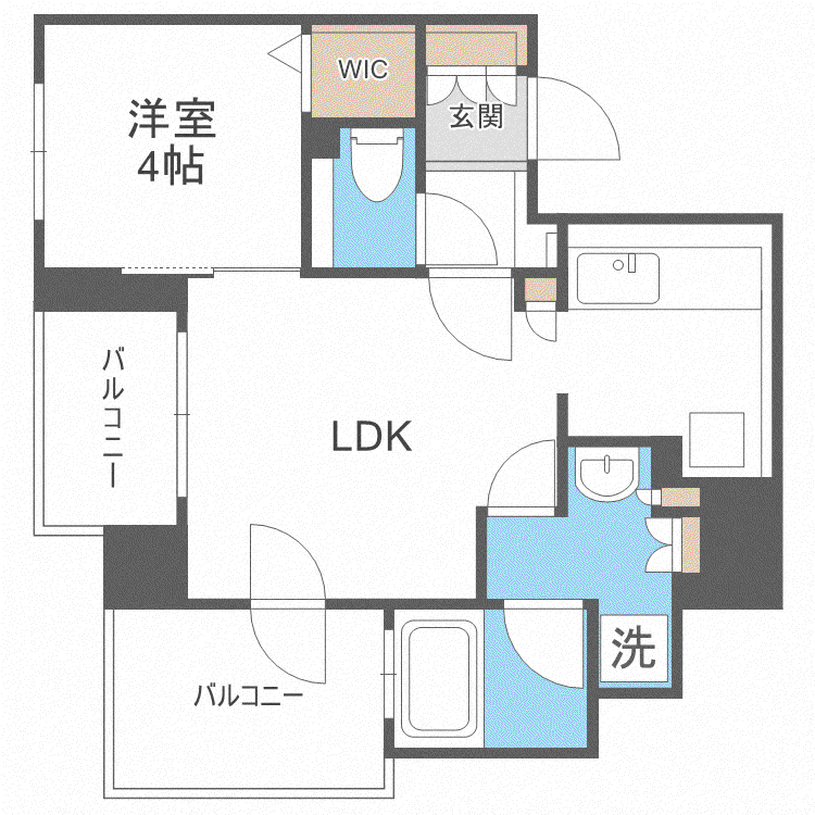 ネベル円山公園表参道(1LDK/3階)の間取り写真