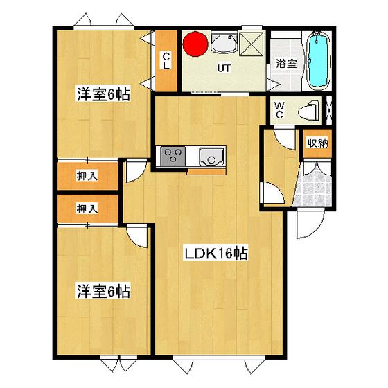メゾン桜A(2LDK/2階)の間取り写真