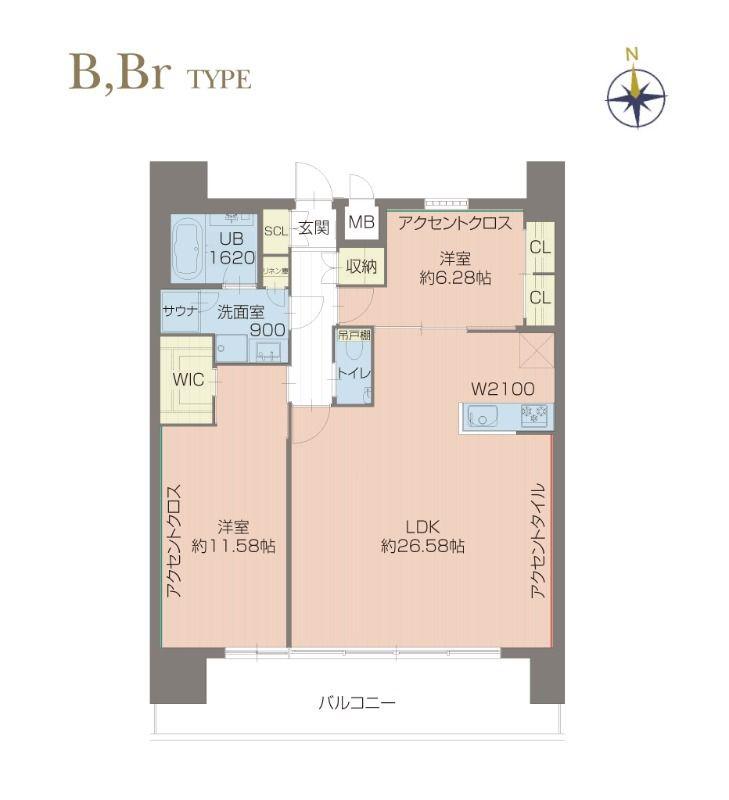 プレジオ北浜(2LDK/12階)の間取り写真