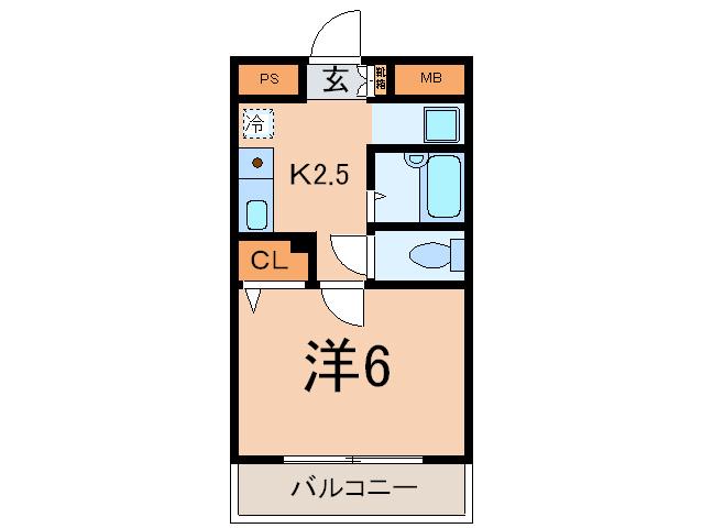 三田ベルメゾン(1K/2階)の間取り写真