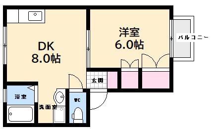 エステート大芝(1LDK/1階)の間取り写真