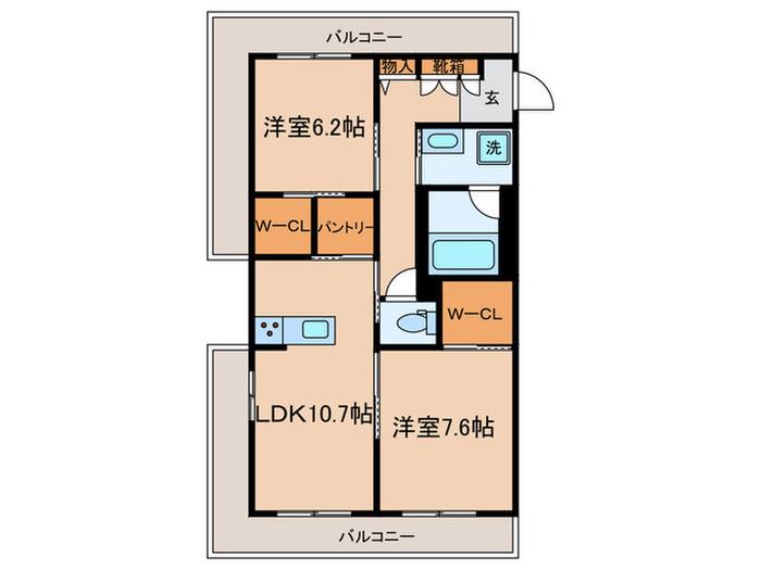 小田急線 狛江駅 徒歩19分 2階建 新築(2LDK/2階)の間取り写真