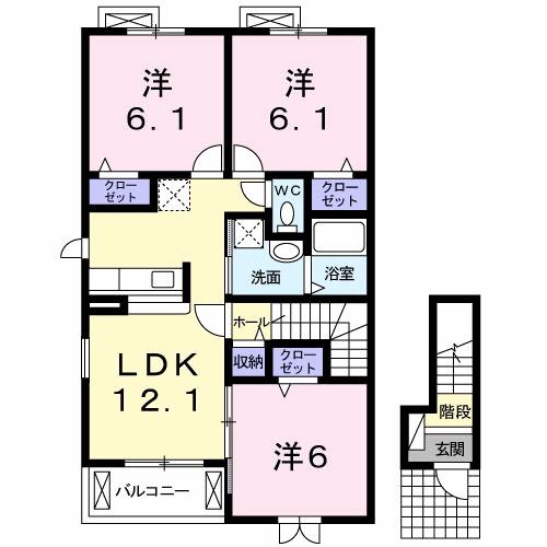 ラフレシールI(3LDK/2階)の間取り写真
