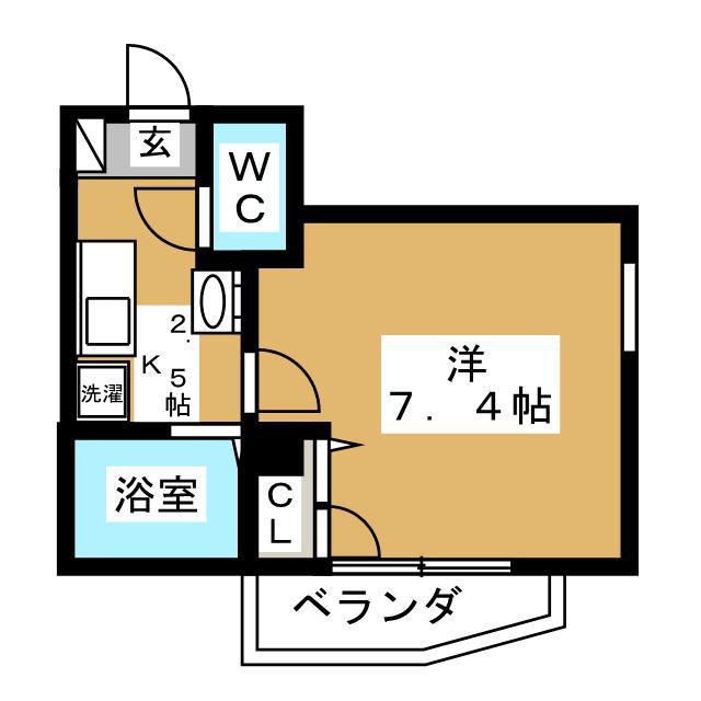 グランカーサ横浜鶴見(1K/2階)の間取り写真