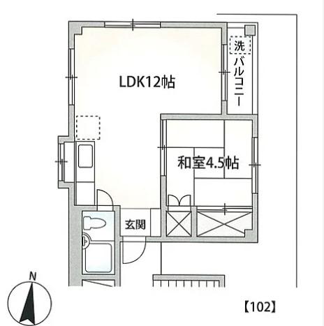 ファーストステップ(1LDK/1階)の間取り写真