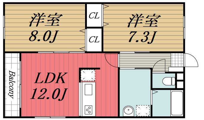 グランドステージ杜(2LDK/1階)の間取り写真