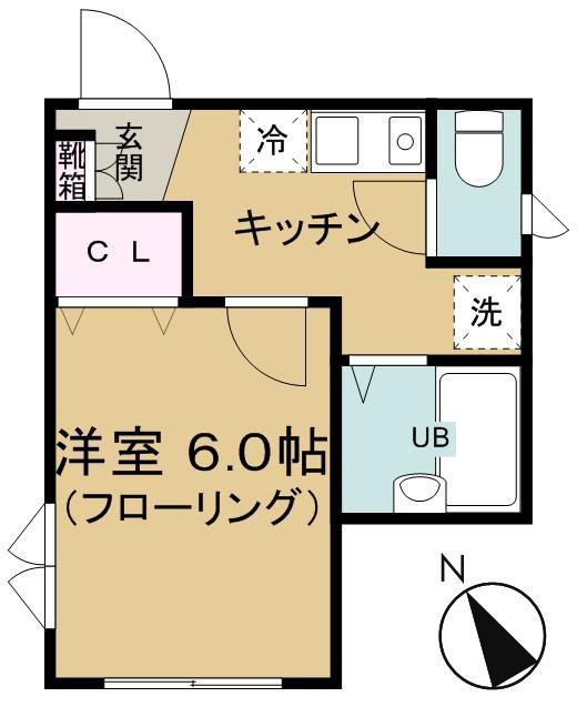 コーポ百合(1K/2階)の間取り写真