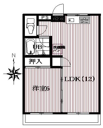 スズキマンション(1LDK/2階)の間取り写真