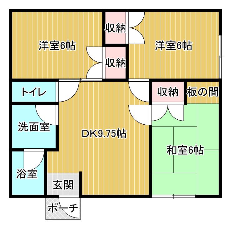 ハウス大里C(3DK/1階)の間取り写真