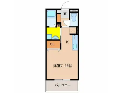 ノース FIELD ノースフィールド まなび野(ワンルーム/2階)の間取り写真