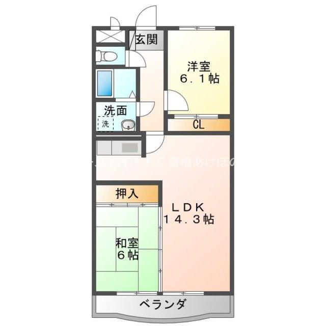 NH菰口(2LDK/4階)の間取り写真