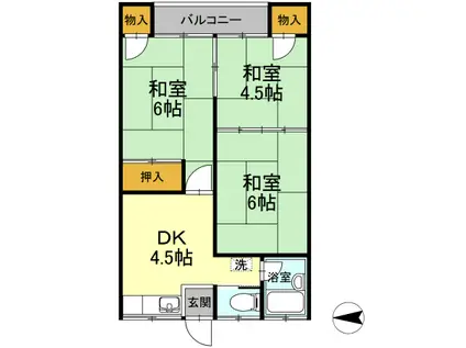 小倉寺コーポ(3DK/1階)の間取り写真