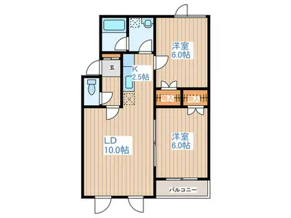 メゾン南平岸III(2LDK/2階)の間取り写真