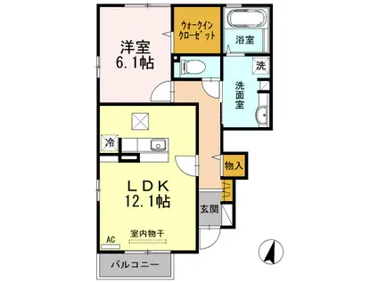メゾンアンソレイエ B101(1LDK/1階)の間取り写真