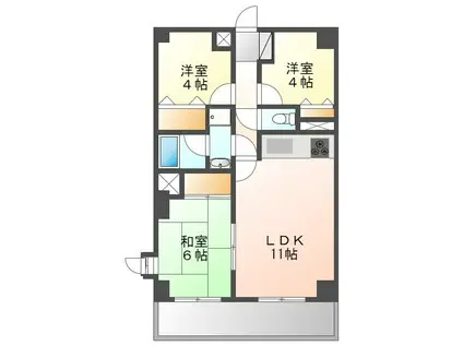ライオンズマンション柚木(3LDK/4階)の間取り写真